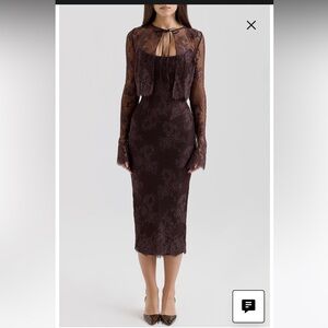 Larra Lace Tie Neck Long Sleeve Midi Dress & Bolero Jacket